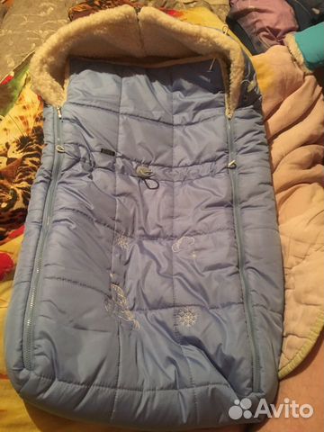 Конверт зимний для новорожденных голубой ariadna96