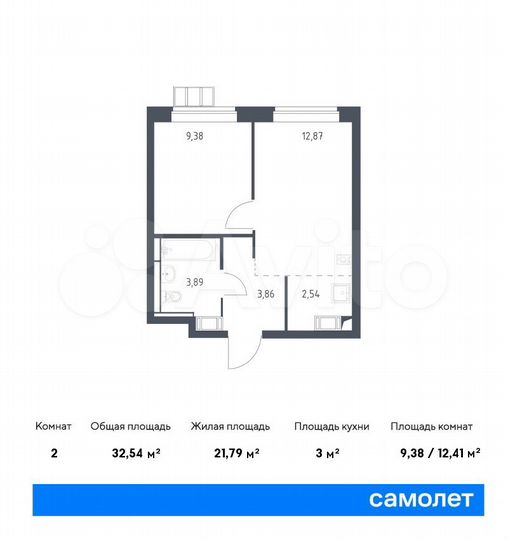 2-к. квартира, 32,5 м², 12/13 эт.