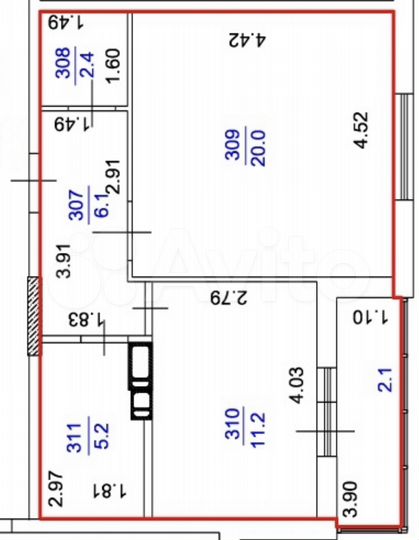 1-к. квартира, 49,2 м², 7/9 эт.