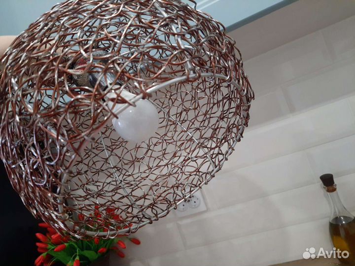 Люстра плетеная металлическая