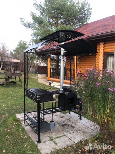 Кованый мангал с печкой