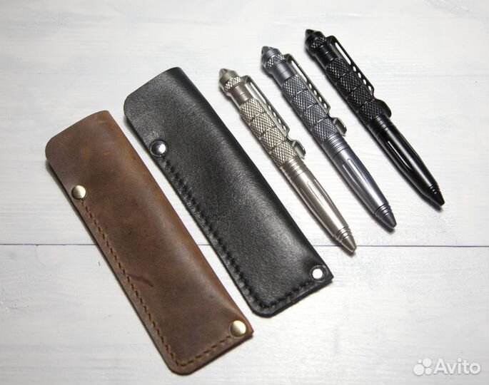 Ручка тактическая с кожаным чехлом
