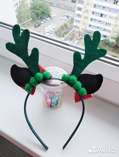 Ободок с рожками оленя