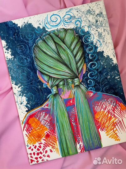 Картина акрилом «Хвостики» на подрамнике 30х40