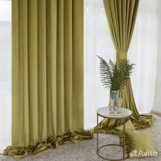 Шторы бархат Беллиссимо темный янтарь