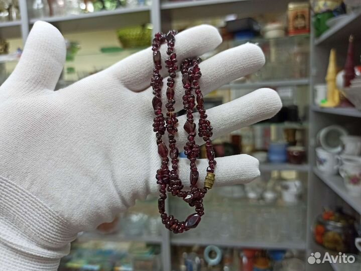 Советское Ожерелье Бусы Гранат Натуральный Камень