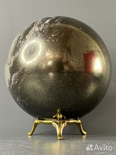 Сфера пирит с кварцем 107 мм (6)