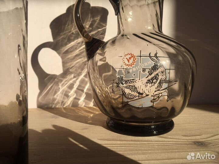 Графин и рюмки дымчатое стекло СССР