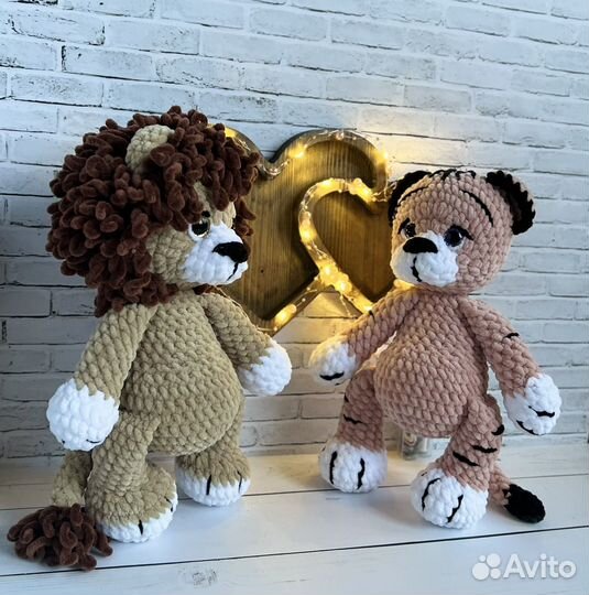 Игрушки вязаные львята ручная работа
