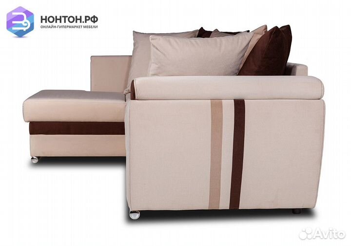 Диван угловой дельфин Стефани айвори / шоколадный