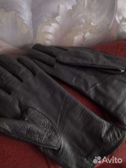 Перчатки женские кожаные зимние