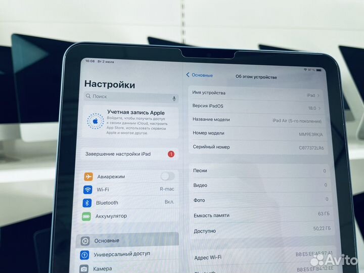 Новый iPad Air 5 (2022) 64 gb Blue АКБ 100%