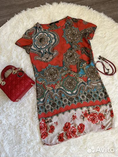 Платье с поясом этно