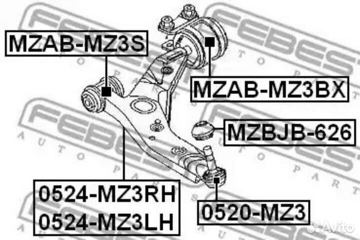 Febest mzab-MZ3BX Сайлентблок задний рычага подвес