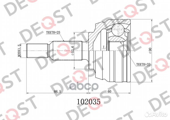 ШРУС renault Duster 102035 deqst