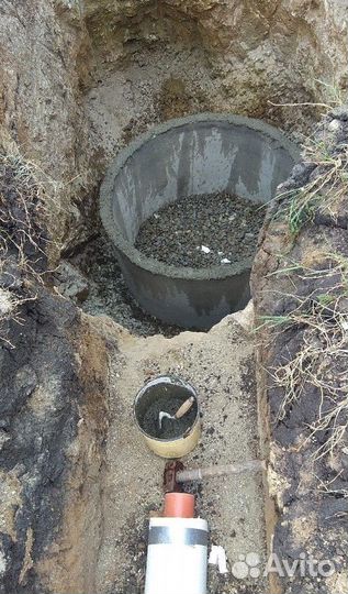 Монтаж септиков колец жби канализации кессонов