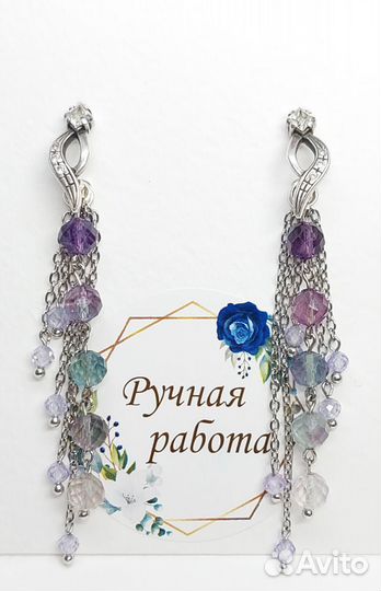 Серьги ручной работы из натуральных камней