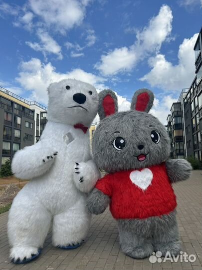 Белый мишка поздравление, бурый мишка, заяц