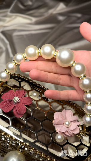 Сумка с бусинами и стразами винтажная