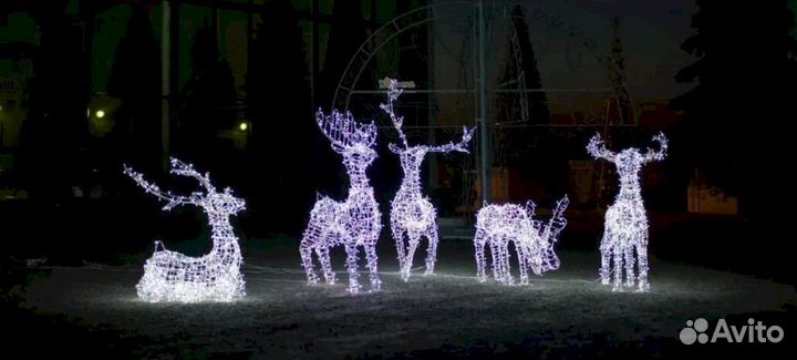 Светодиодные фигуры Оленей для уличного оформления