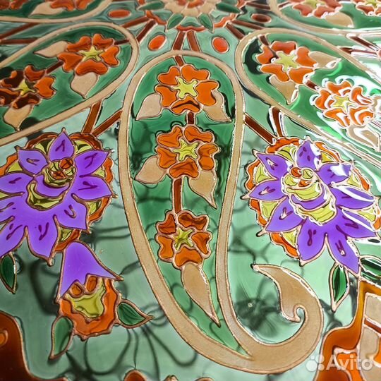 Стол журнальный,витражный эффект, Восток в зеленом