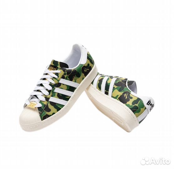 Adidas Superstar x Bape, Green Camo. Наличие