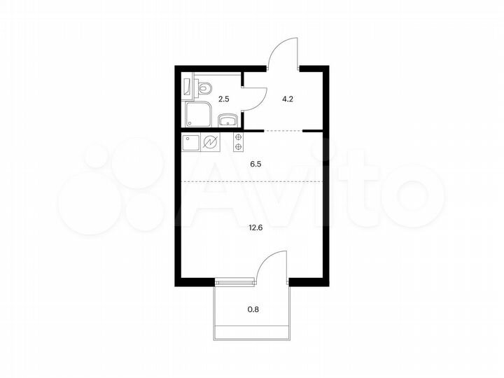 Квартира-студия, 26,6 м², 3/14 эт.