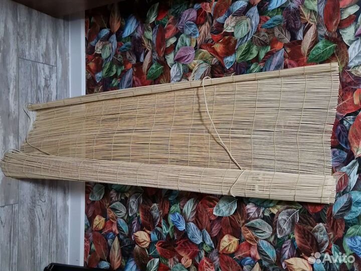 Бамбуковая рулонная штора натуральная, 120х160 см