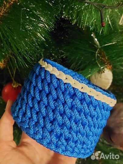 Вязаные корзинки ручной работы