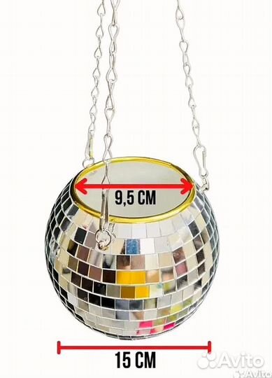 Кашпо из диско шара / кашпо из зеркальной мозаики