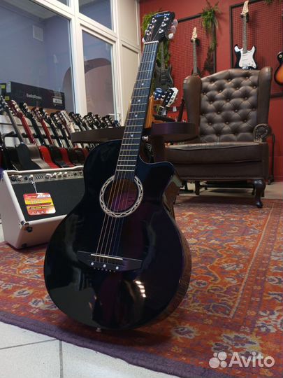 Акустическая гитара Cowboy чёрная новая