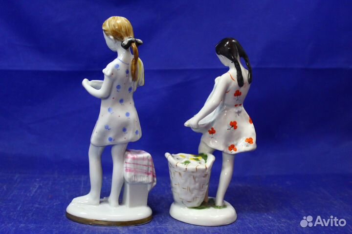 Фарфор статуэтки 2 девочки Дежурная Кукурузой лфз