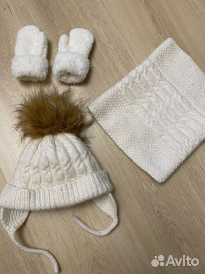 Комплект шапка, шарф (снуд), варежки