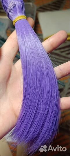 Волосы парик для куклы фиолетовый 17см