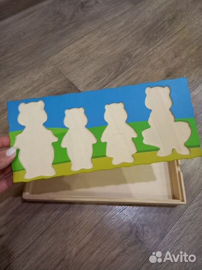 Деревянная рамка вкладыш четыре медведя