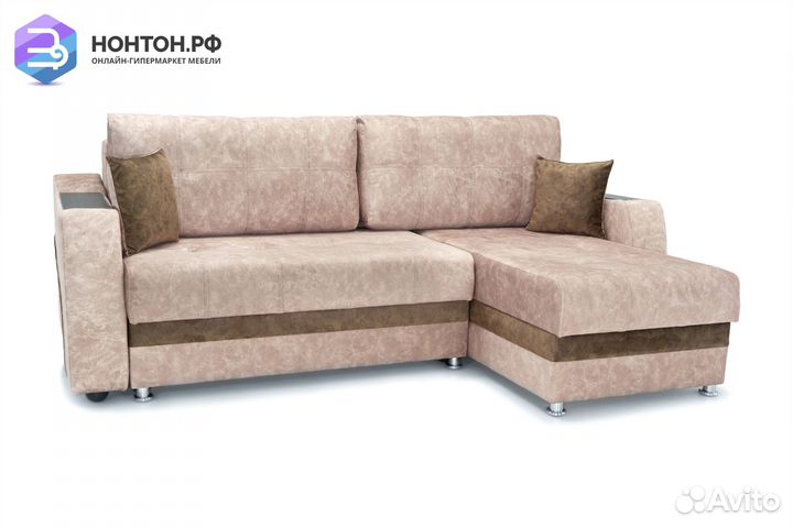 Диван угловой тик-так Бостон бежевый