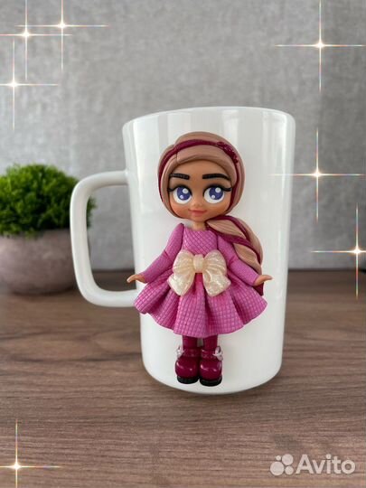 Кружка с декором из полимерной глины