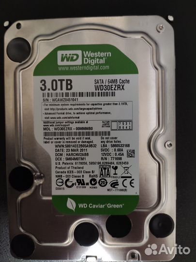 WD Green 3 Tb Маленький пробег не китай