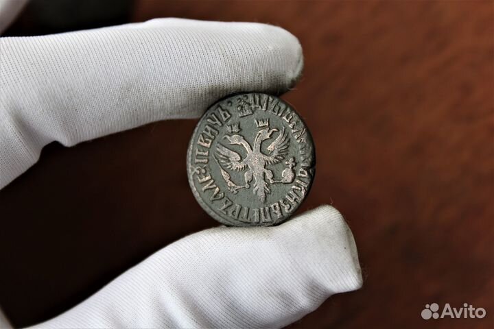 Деньга 1707 Петр I в Твери