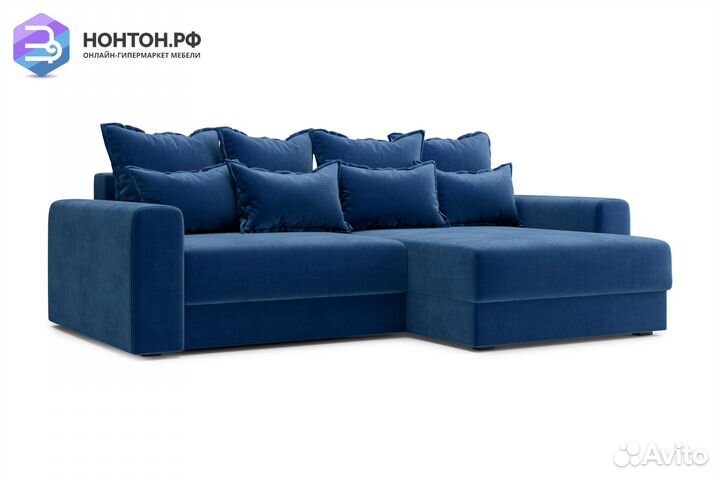 Диван угловой тик-так Омега темно-синий