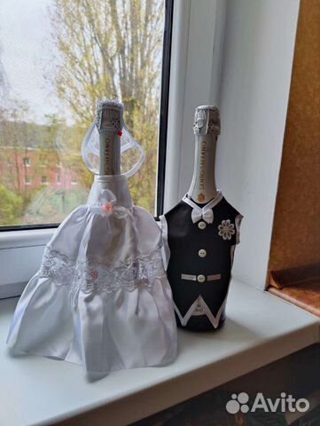 Свадебные наряды на бутылки шампанского