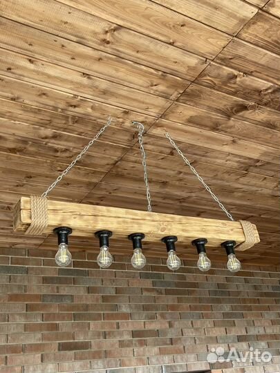Люстра в стиле лофт из дерева