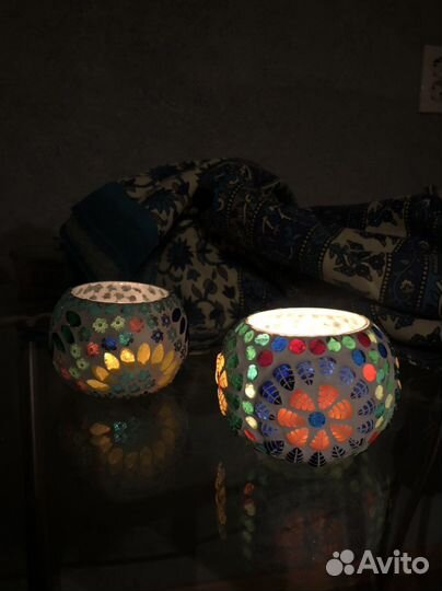 Подсвечник из мозаичного стекла, из Гоа (Индия)