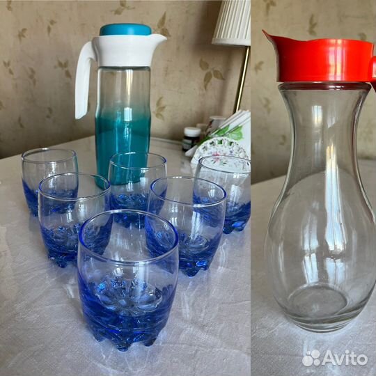 Столовых сервиз, посуда цветное стекло