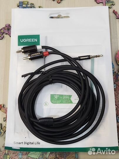 Ugreen 3м кабель 3.5 мм mini-jack / 2 RCA