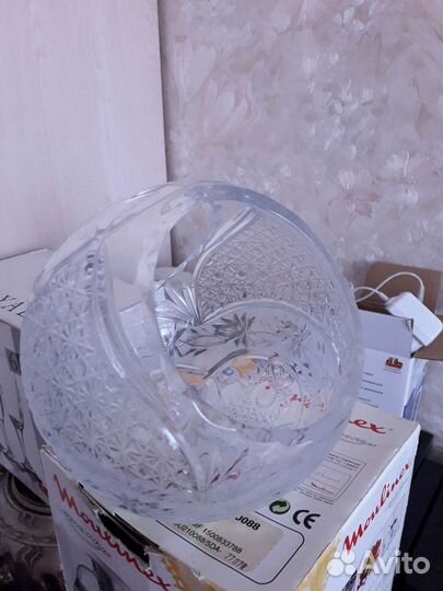 Хрустальная ваза подарок корзина лукошко
