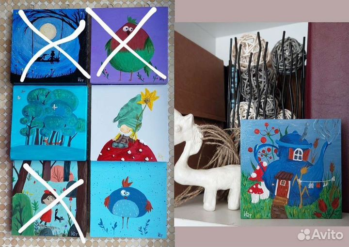 Картина мини интерьерная панно акрил гипс