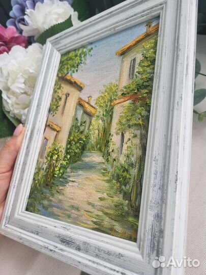 Картина маслом Прованс домики пейзаж улица
