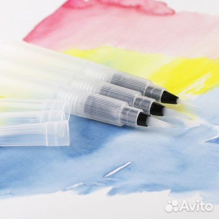 Кисти для акварели 3 шт с резервуаром для воды
