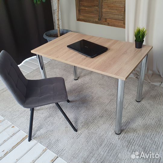 Письменный стол Дуб 110*70 см. Хром ножки